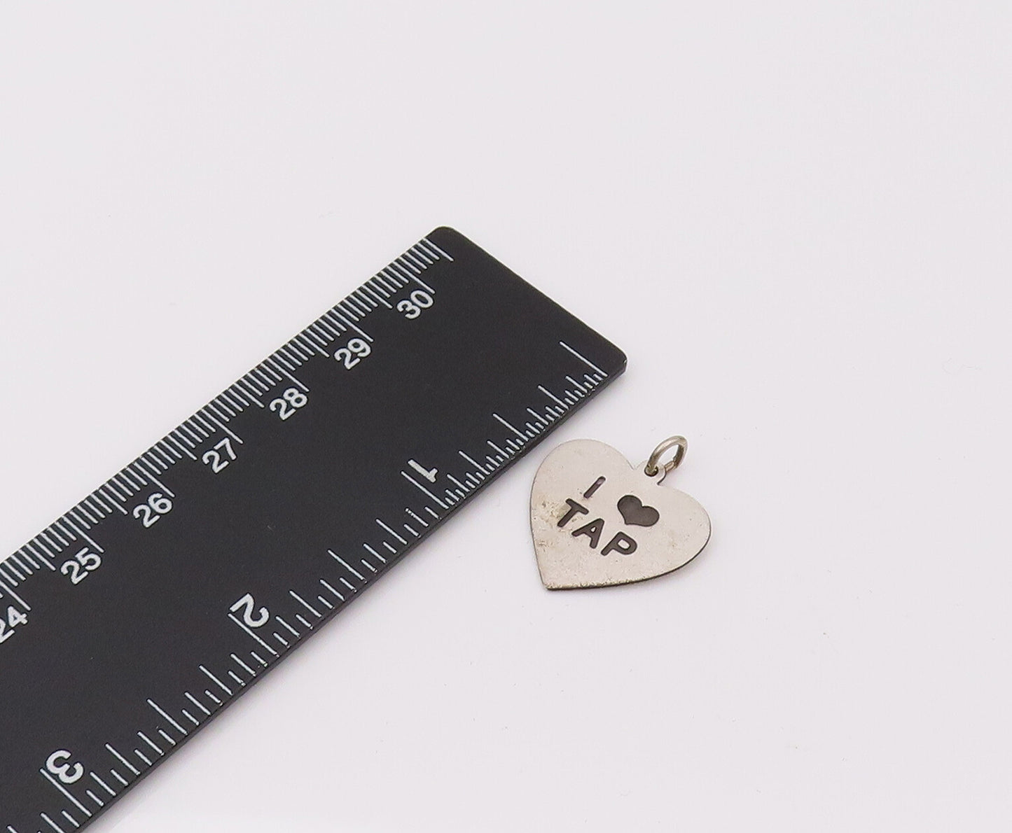 925 Sterling Silver Vintage Mini Love Heart Printed I Love Tap Pendant PT22149
