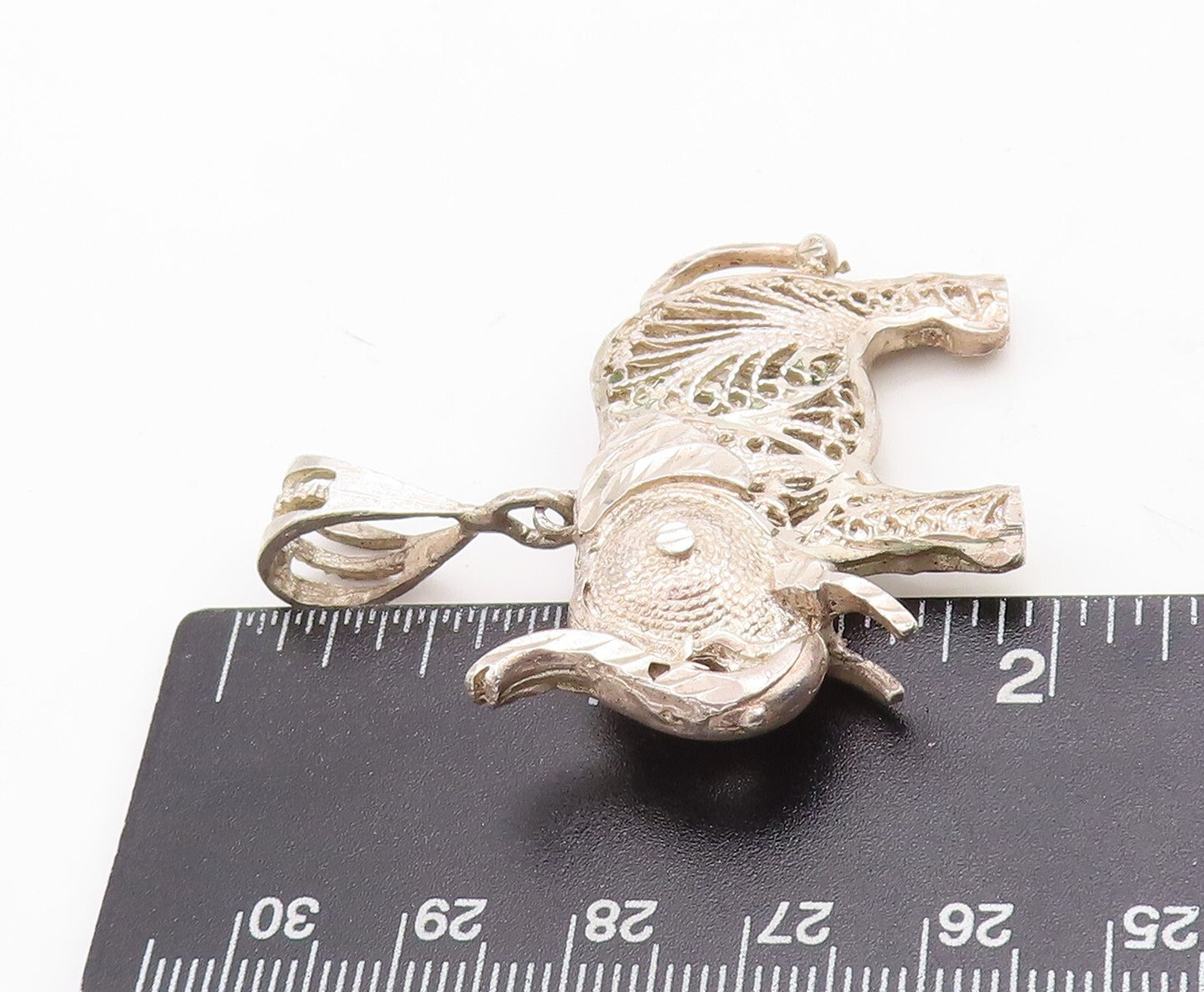 925 Sterling Silver Vintage Pendant Designer Filigree Work Elephant  PT23734