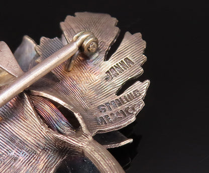 JANNA MEXICO 925 Silver  Vintage 3D Textured Sunflower Brooch Pin  BP9863