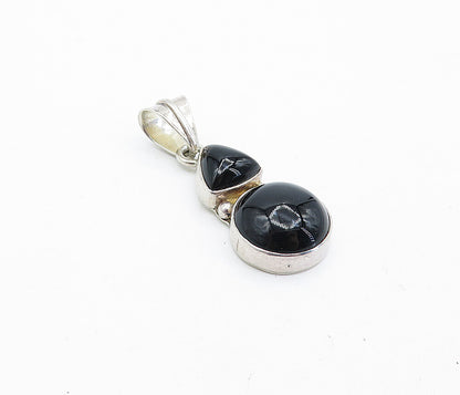 925 Sterling Silver  Vintage Multi Shape Cabochon Black Onyx Pendant  PT3260