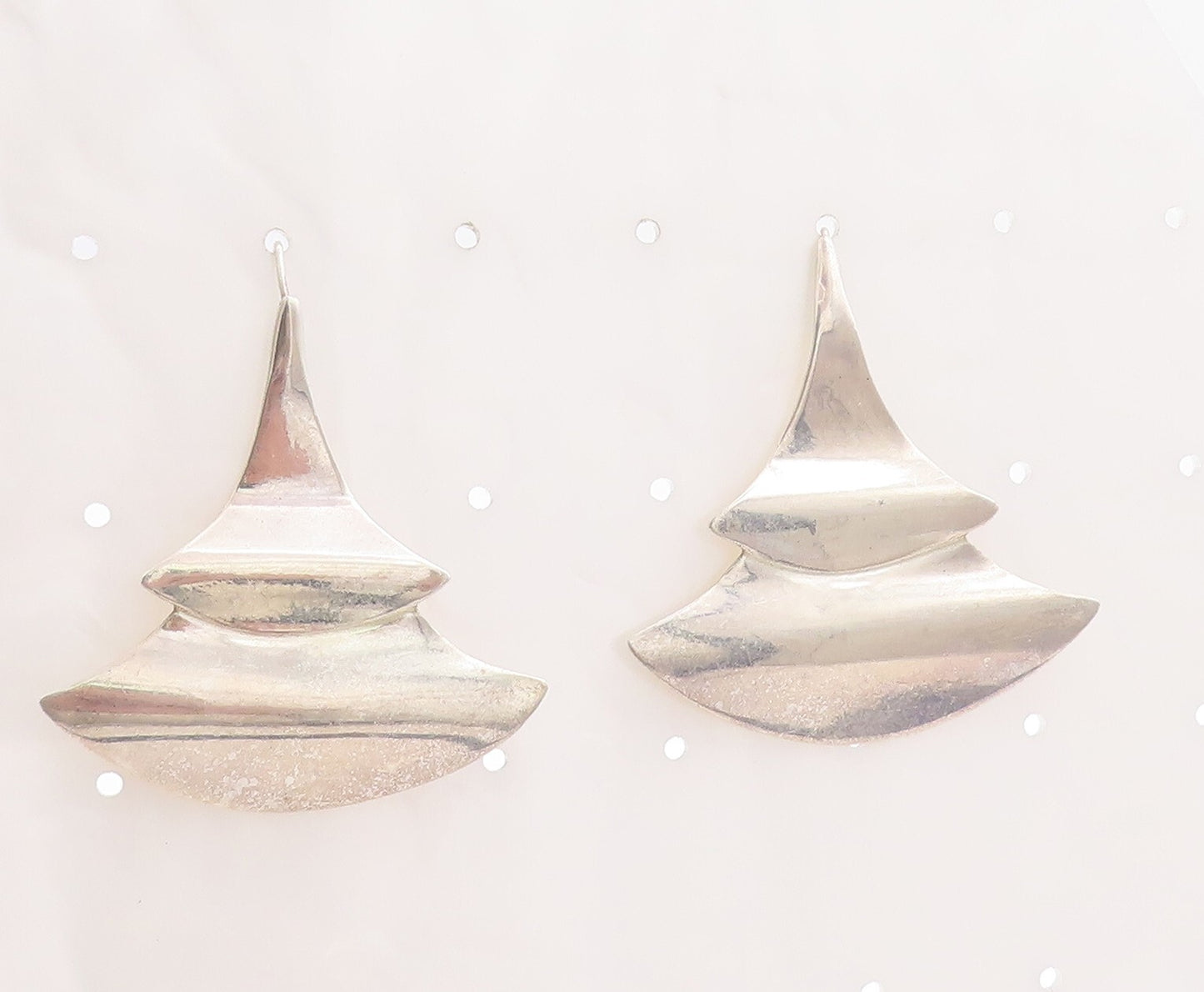 925 Sterling Silver Vintage Earrings Designer Cutout Christmas Tree  EG13305