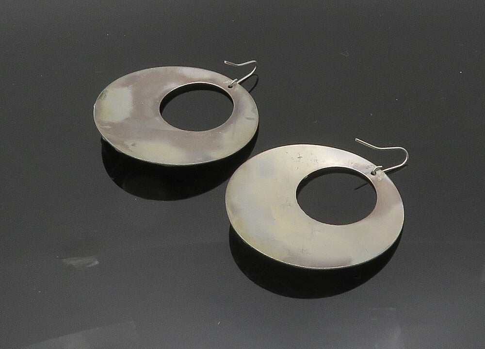 925 Silver  Vintage Black Onyx Angel Wings Round Heavy Drop Earrings  EG10008