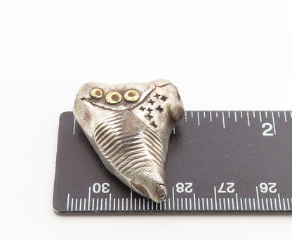 925 Sterling Silver Vintage Pendant Two Tone Textured Geometric Charm  PT26274