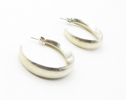925 Sterling Silver  Vintage Shiny Hollow Smooth J Hoop Earrings  EG7224