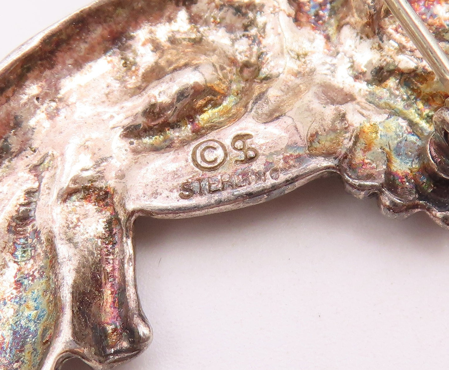 925 Sterling Silver  Vintage Double Flying Female Angels Brooch Pin  BP9699