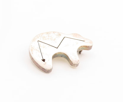 925 Sterling Silver Vintage Brooch Pin MEXICO Modernist Heartline Bear  BP12259