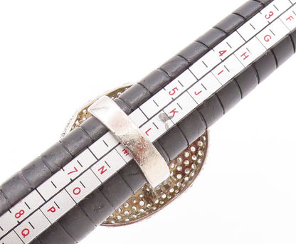 925 Sterling Silver Vintage Ring Brutalist CZ Inlay Disk  Sz 6  RG32836