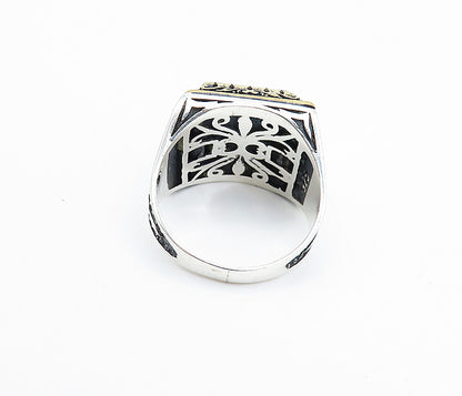 925 Sterling Silver  Vintage Black Onyx Square Cocktail Ring Sz 10  RG3561