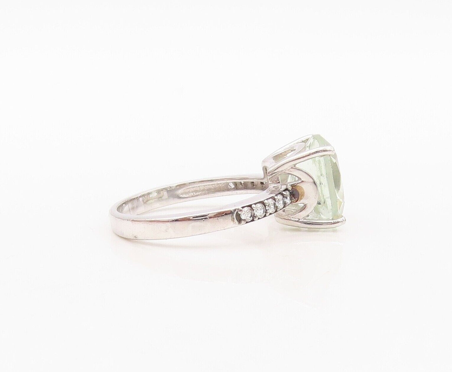 925 Sterling Silver Vintage Square Ring Green Amethyst & Topaz   Sz 7  RG30034