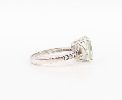 925 Sterling Silver Vintage Square Ring Green Amethyst & Topaz   Sz 7  RG30034