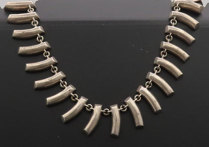 925 Sterling Silver  Vintage Solid Teeth Like Link Heavy Necklace  NE4059