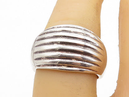 925 Sterling Silver  Vintage Shiny Ribbed Dome Design Band Ring Sz 6  RG7125