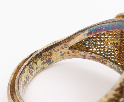 925 Sterling Silver Vintage Ring CHINESE EXPORT Turquoise Filigree Sz 8 RG36599