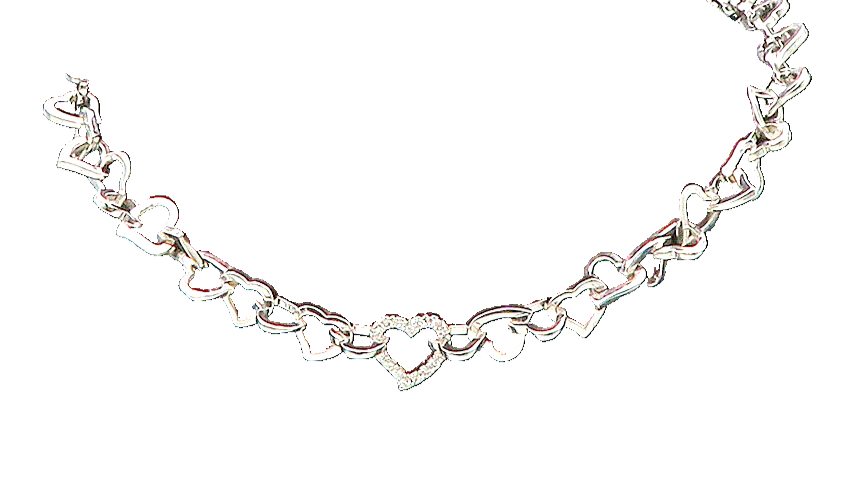 925 Sterling Silver  Shiny Polished Open Love Heart Chain Necklace  NE2960