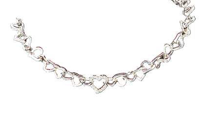 925 Sterling Silver  Shiny Polished Open Love Heart Chain Necklace  NE2960