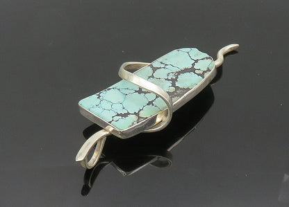 SAL STURIALE 925 Silver  Vintage Turquoise Modernist Shiny Brooch Pin  BP8026