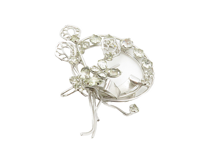 STAR ART 925 Silver  Vintage Shiny Topaz Butterfly Ribbon Brooch Pin  BP5051