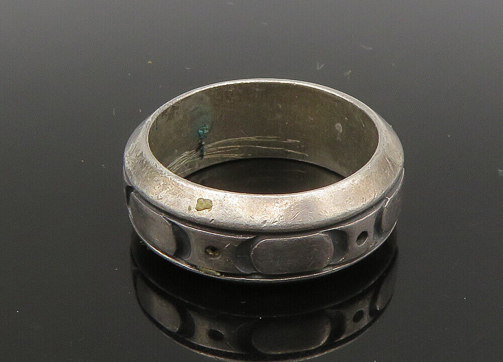 MEXICO 925 Sterling Silver  Vintage Oxidized Pattern Band Ring Sz 10  RG22969