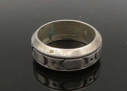 MEXICO 925 Sterling Silver  Vintage Oxidized Pattern Band Ring Sz 10  RG22969
