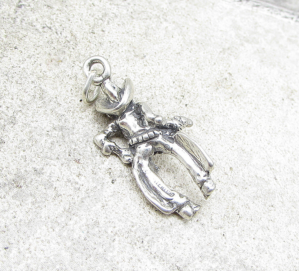 925 Sterling Silver  Vintage Cowboy 3D Charm Pendant  PT1078