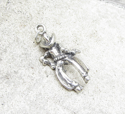 925 Sterling Silver  Vintage Cowboy 3D Charm Pendant  PT1078