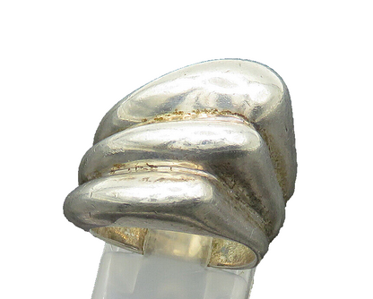 JM 925 Sterling Silver  Vintage Shiny Fluted Dome Band Ring Sz 5  RG21241