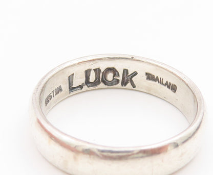 925 Sterling Silver Vintage Ring Engraved Chinese Luck & Fortune  Sz 8  RG36021