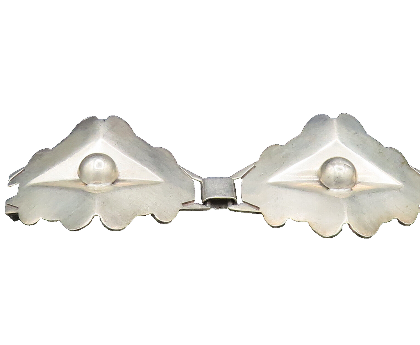 TAXCO 925 Sterling Silver Vintage Designer Floral Motif Link Bracelet BT9535