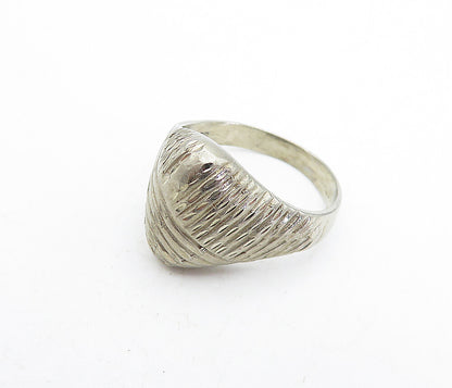 925 Sterling Silver  Vintage Dark Tone Etched Dome Band Ring Sz 8.5  RG5553