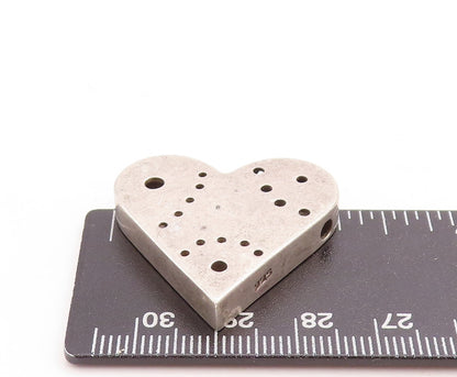 925 Sterling Silver Vintage Pendant Large Solid Heart With Holes  PT23756