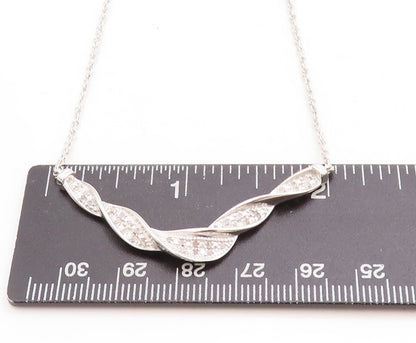 925 Sterling Silver  Genuine Diamonds Shiny Twist Chain Necklace  NE1938