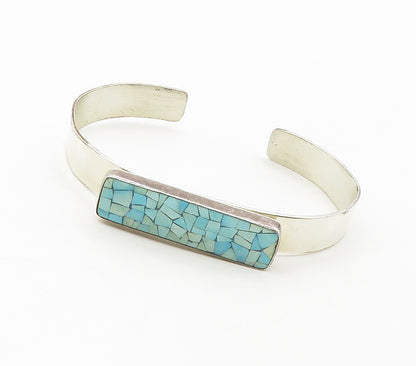 DTR JAY KING 925 Silver  Vintage Turquoise Mosaic Shiny Cuff Bracelet  BT6540