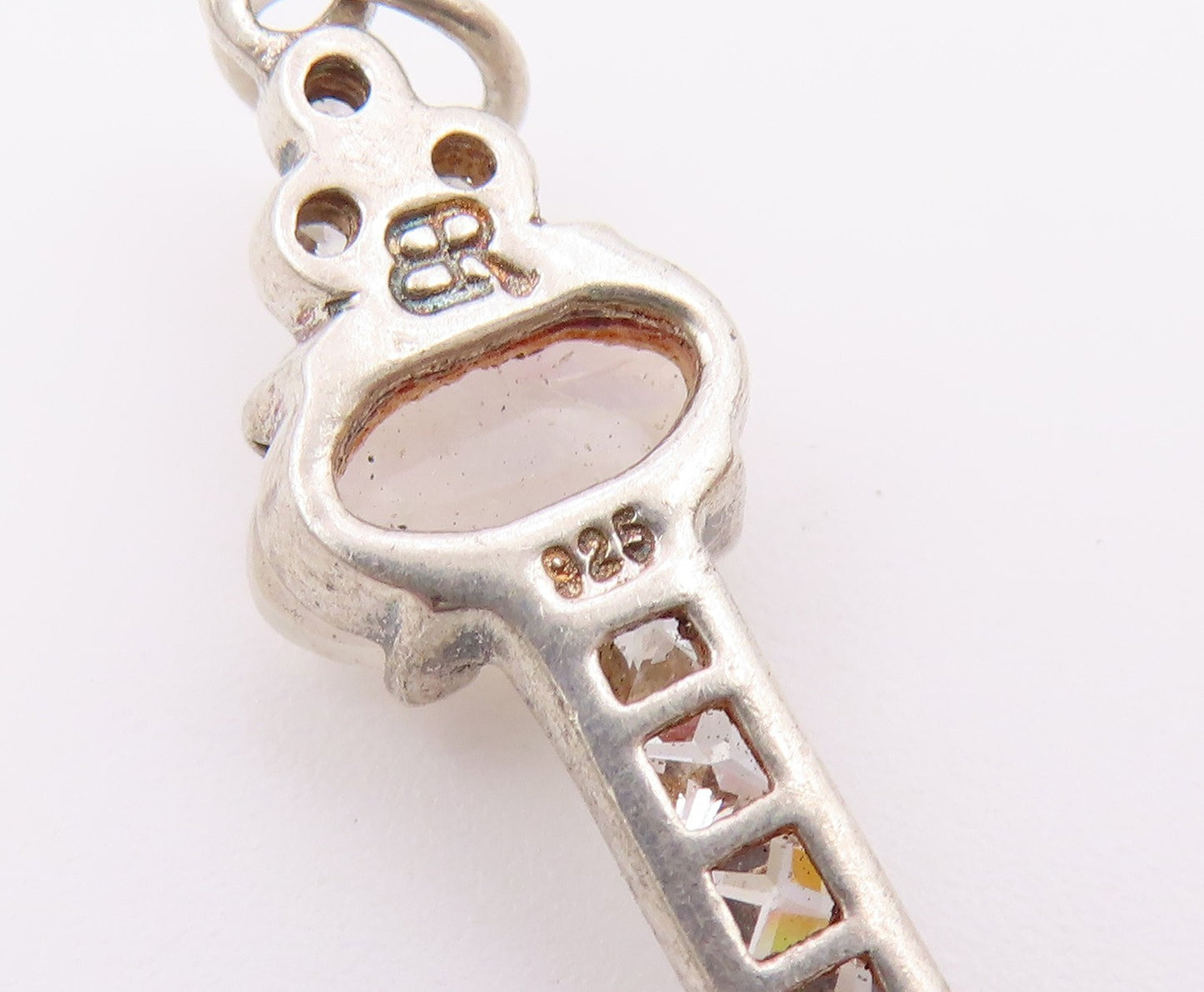 DESIGNER 925 Silver  Vintage Moonstone & Cubic Zirconia Key Pendant  PT20405