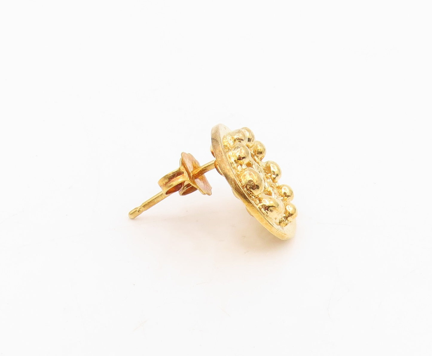 925 Sterling Silver Vintage Earrings Gold Plated Round Open Weave Button EG13883
