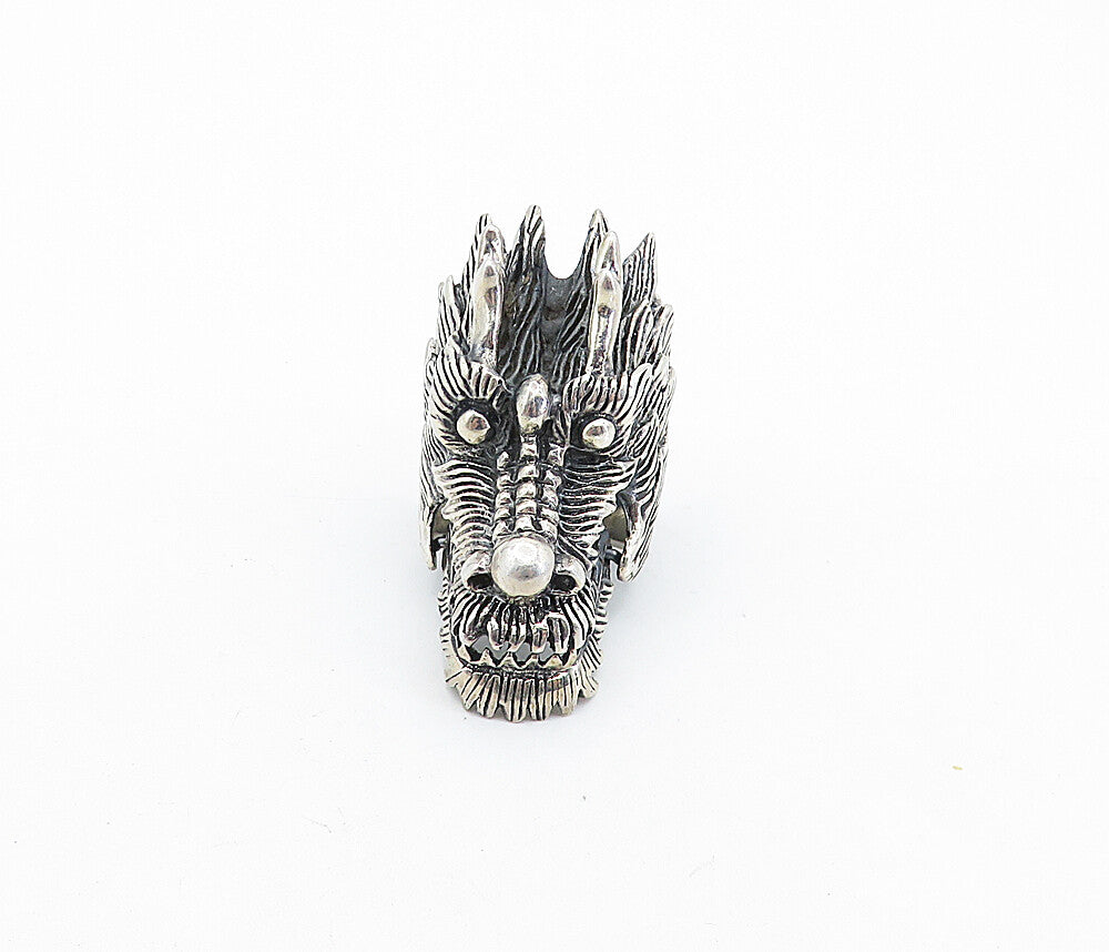 925 Sterling Silver  Vintage Dragon's Head Statement Ring Sz 5 (MOVES)  RG6895