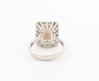 925 Sterling Silver Vintage Ring Emerald Cut Smoky Quartz Band  Sz 6.5  RG36480