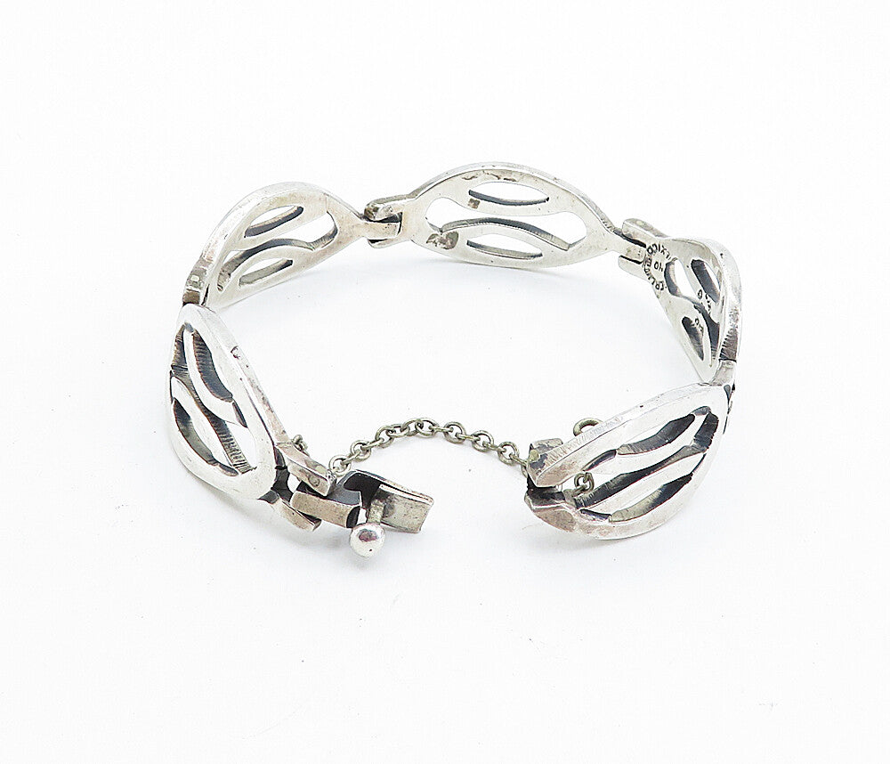 MEXICO 925 Sterling Silver  Vintage Shiny Open Hinge Chain Bracelet  BT2740