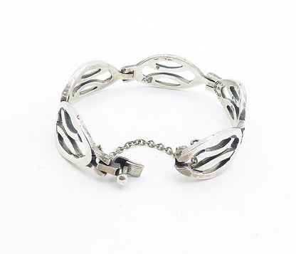 MEXICO 925 Sterling Silver  Vintage Shiny Open Hinge Chain Bracelet  BT2740
