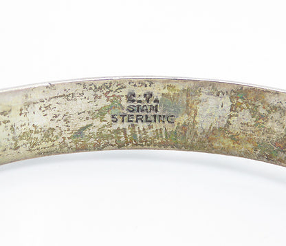 SIAM 925 Silver  Vintage Enamel Striped Pattern Round Bangle Bracelet  BT3415