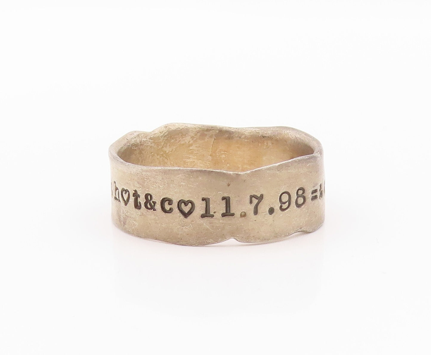 925 Sterling Silver Vintage Ring Minimalist Love Message Etched  SZ 13  RG32206