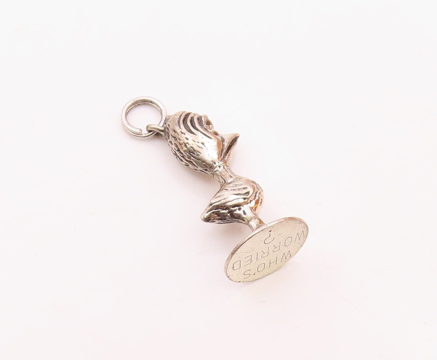 925 Sterling Silver  Vintage Shiny Petite Duck Bird Statue Pendant  PT17951