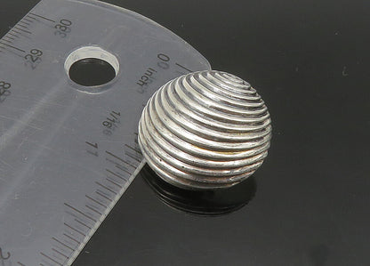 925 Sterling Silver   Vintage Shiny Fluted Dome Non Pierce Earrings  EG11280