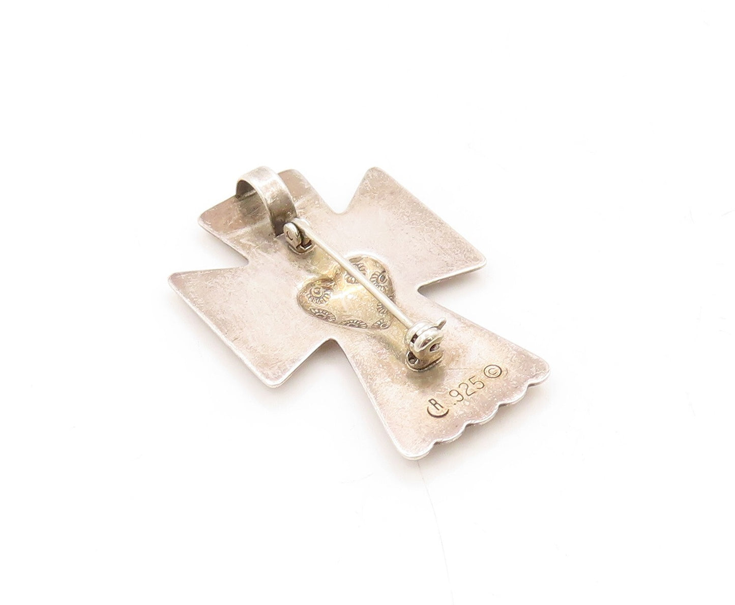 925 Sterling Silver Vintage Brooch Pin CAROLYN POLLACK Angel Cross  BP11307