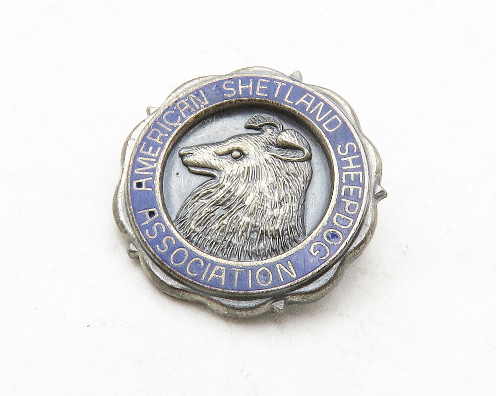 925 Sterling Silver  Vintage American Sheepdog Association Brooch Pin  BP5061