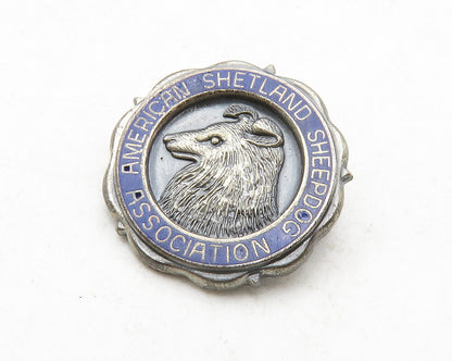 925 Sterling Silver  Vintage American Sheepdog Association Brooch Pin  BP5061