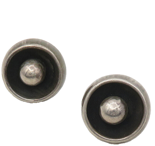 PLP MEXICO 925 Silver  Vintage Dark Tone Round Non Pierce Earrings  EG9009