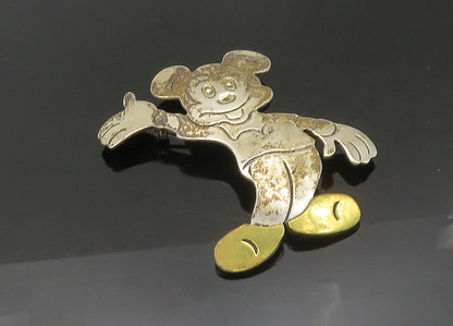 SHEILA MEXICO 925 Silver  Vintage Two Tone Mickey Mouse Brooch Pin  BP8698