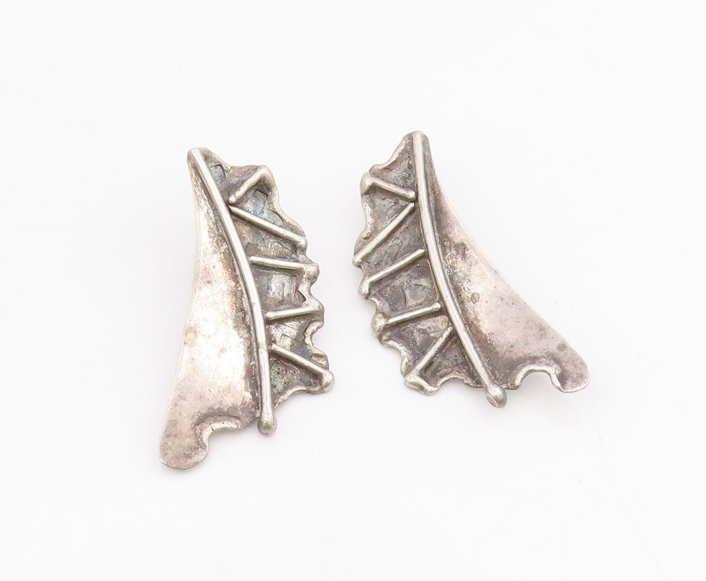 925 Sterling Silver Vintage Earrings GROVES Brutalist Dragon Wings  EG13950