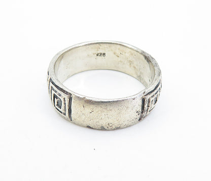 925 Sterling Silver  Vintage Square Spiral Pattern Band Ring Sz 11  RG7066