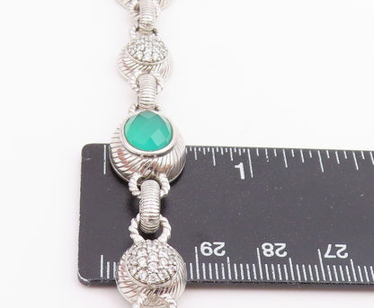 925 Sterling Silver Vintage Bracelet JUDITH RIPKA Chalcedony & CZ Link  BT12233